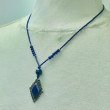 Load image into Gallery viewer, Handcrafted Lapis Lazuli Diamond Pendant Necklace
