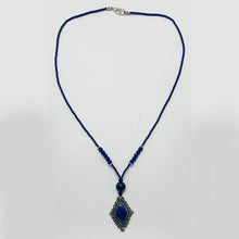 Load image into Gallery viewer, Handcrafted Lapis Lazuli Diamond Pendant Necklace
