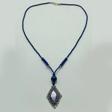 Load image into Gallery viewer, Handcrafted Lapis Lazuli Diamond Pendant Necklace
