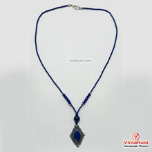 Load image into Gallery viewer, Handcrafted Lapis Lazuli Diamond Pendant Necklace
