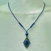 Load image into Gallery viewer, Handcrafted Lapis Lazuli Diamond Pendant Necklace
