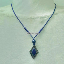 Load image into Gallery viewer, Handcrafted Lapis Lazuli Diamond Pendant Necklace
