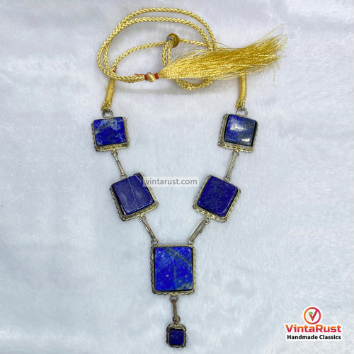 Handcrafted Lapis Lazuli Gemstone Silver Necklace