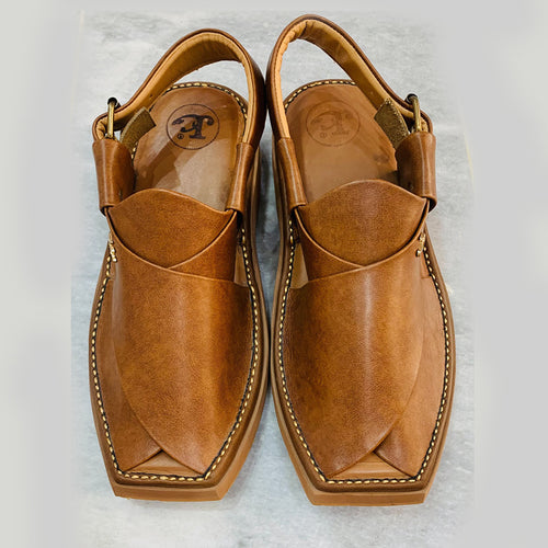 Handcrafted Shine Brown Peshawari Chappal