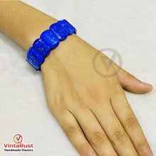 Load image into Gallery viewer, Handmade Beaded Lapis Lazuli Statement Bracelet

