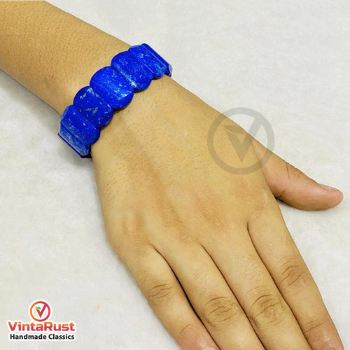 Handmade Beaded Lapis Lazuli Statement Bracelet