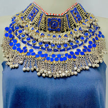 Load image into Gallery viewer, Handmade Blue Kuchi Ethnic Choker Necklace
