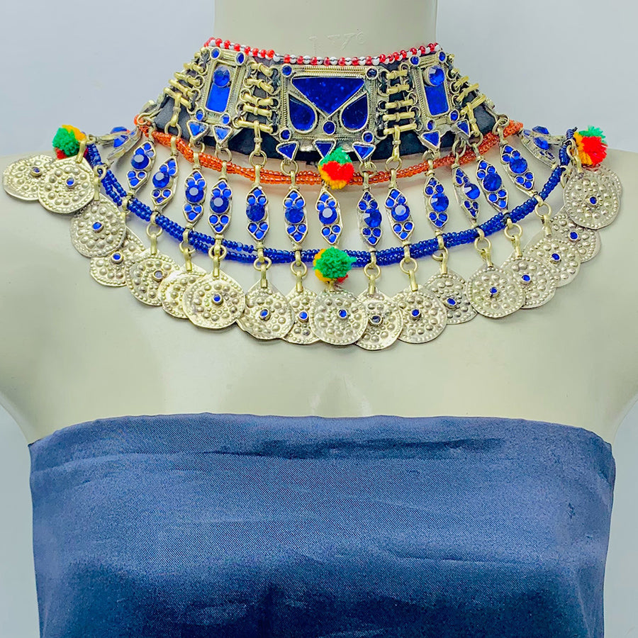 Handmade Blue Stones Choker Necklace