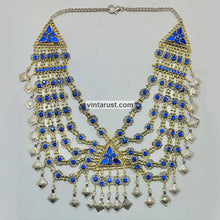 Load image into Gallery viewer, Handmade Blue Vintage Unique Bib Necklace
