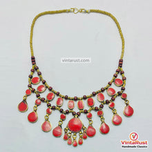 Load image into Gallery viewer, Handmade Bohemian Red Stone Bib Necklace
