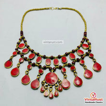 Load image into Gallery viewer, Handmade Bohemian Red Stone Bib Necklace
