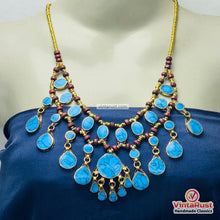 Load image into Gallery viewer, Handmade Bohemian Turquoise Wood Beaded Bib Necklace
