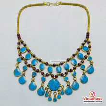 Load image into Gallery viewer, Handmade Bohemian Turquoise Wood Beaded Bib Necklace
