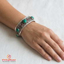 Load image into Gallery viewer, Handmade Cuff Bracelet inlaid with Stones and Beads
