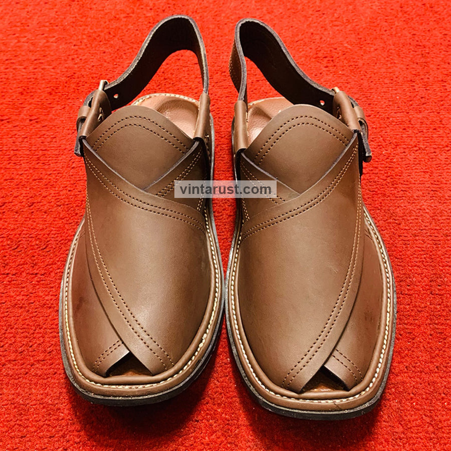 Handmade Brown Leather Kaptaan Chappal