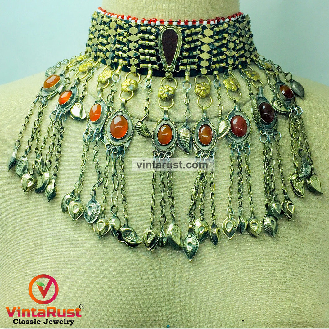 Handmade Choker Necklace with Dangling Tassels