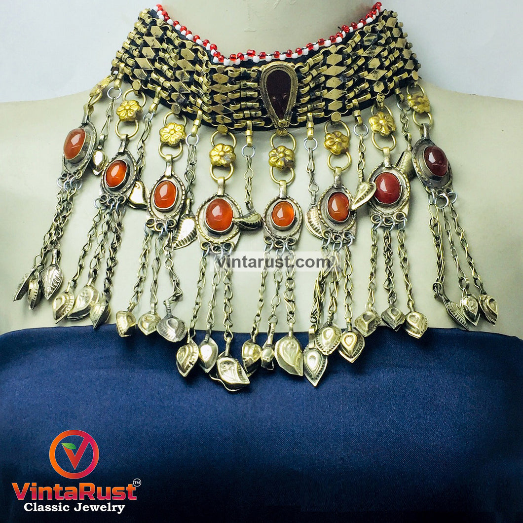 Handmade Choker Necklace with Dangling Tassels