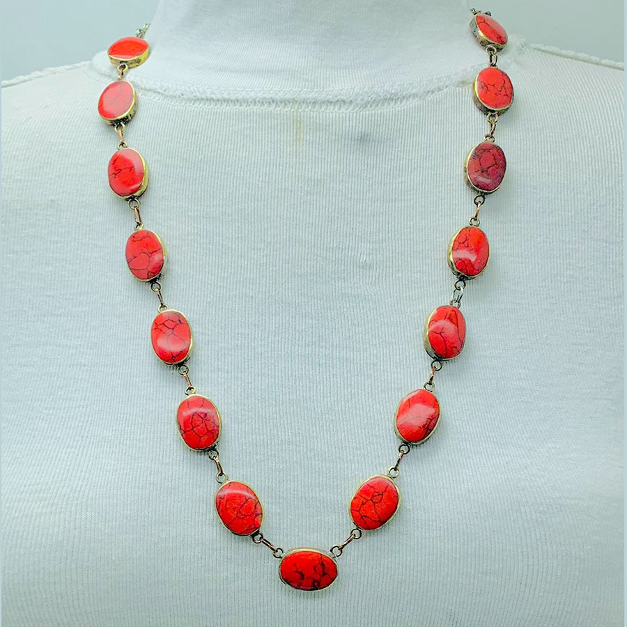 Handmade Light Weight Coral Stone Necklace