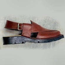 Load image into Gallery viewer, Handmade Dark Brown Leather Peshawari Chappal
