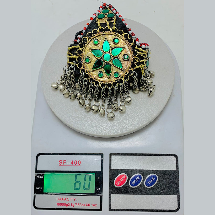 Green Handmade Tribal Matha Patti, Kuchi Matha Patti, Traditional Head Piece, Amazon.com: Kuchi Math Patti, Afghan Headpiece, Matha Patti  main image 3