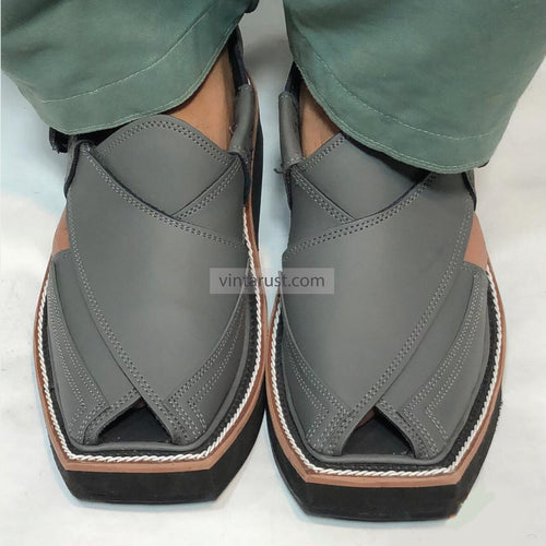 Handmade Grey Peshawari Chappal Sandals