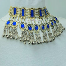 Load image into Gallery viewer, Handmade Gypsy Style Blue Stones Choker Necklace
