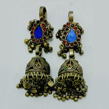 Load image into Gallery viewer, Handmade Jhumka Earrings with Glass Stones
