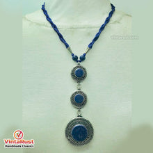 Load image into Gallery viewer, Lapis Blue Stone Silver Pendant Necklace
