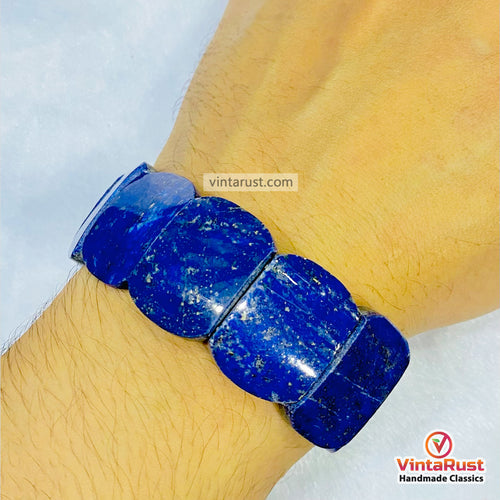 Handmade Lapis Lazuli Beaded Adjustable Bracelet