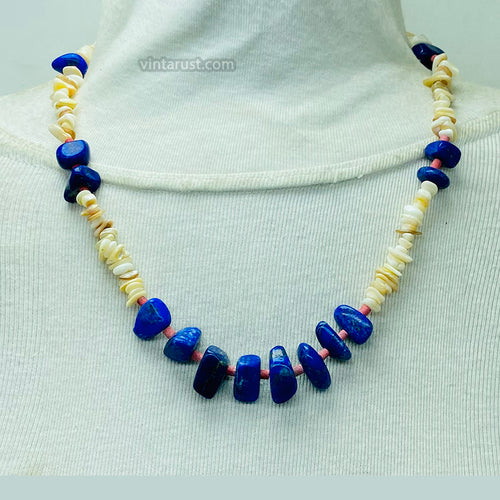 Handmade Lapis Lazuli Beaded Multi Stone Necklace