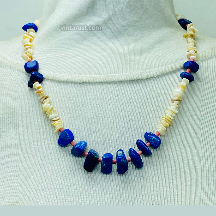 Handmade Lapis Lazuli Beaded Multi Stone Necklace