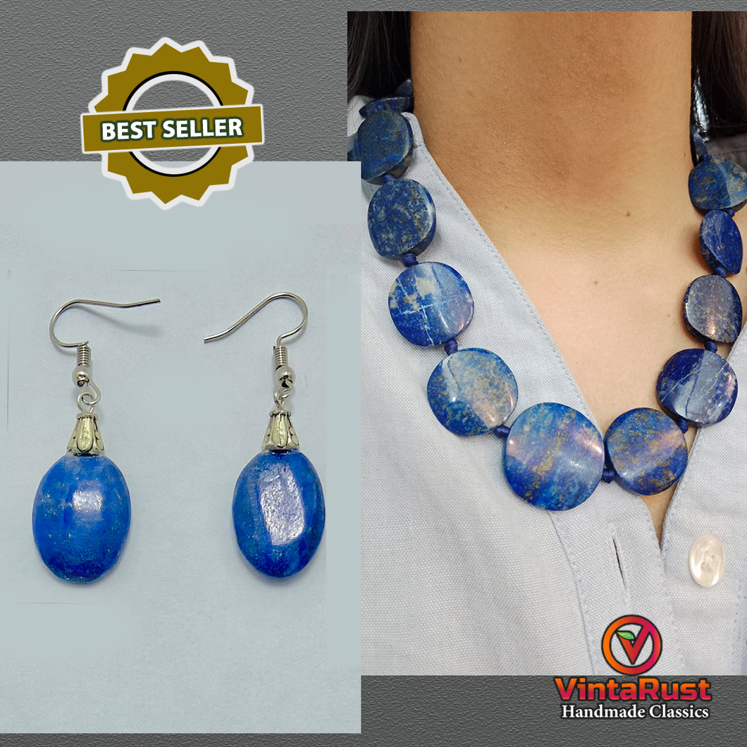 Handmade Lapis Lazuli Necklace and Earrings