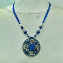 Load image into Gallery viewer, Handmade Lapis Lazuli Stone Beaded Pendant Necklace
