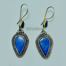 Load image into Gallery viewer, Handmade Long Dangle Lapis Lazuli Stone Earrings

