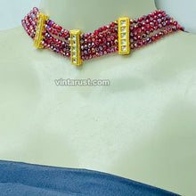 Load image into Gallery viewer, Handmade Maroon Beaded Bohemian Choker Necklace
