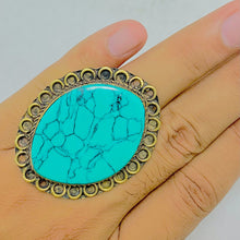 Load image into Gallery viewer, Massive Handmade Turquoise Stone Ring
