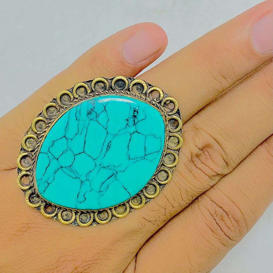 Massive Handmade Turquoise Stone Ring