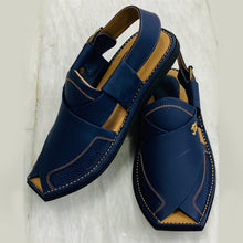 Load image into Gallery viewer, Handmade Men&#39;s Blue Leather Casual Sandal
