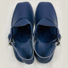 Load image into Gallery viewer, Handmade Men&#39;s Blue Leather Peshawar Chappal
