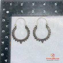 Load image into Gallery viewer, Handmade Oxidized Silver Tribal Hoop Earrings
