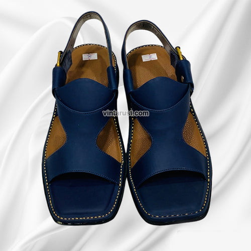 Handmade Panjedar Blue Peshawari Chappal