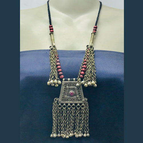 Handmade Pendant Necklace with Beads and Tassels