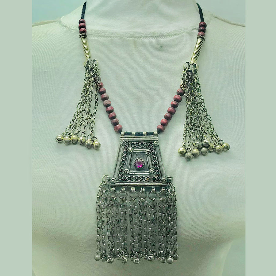 Handmade Pendant Necklace with Beads and Tassels