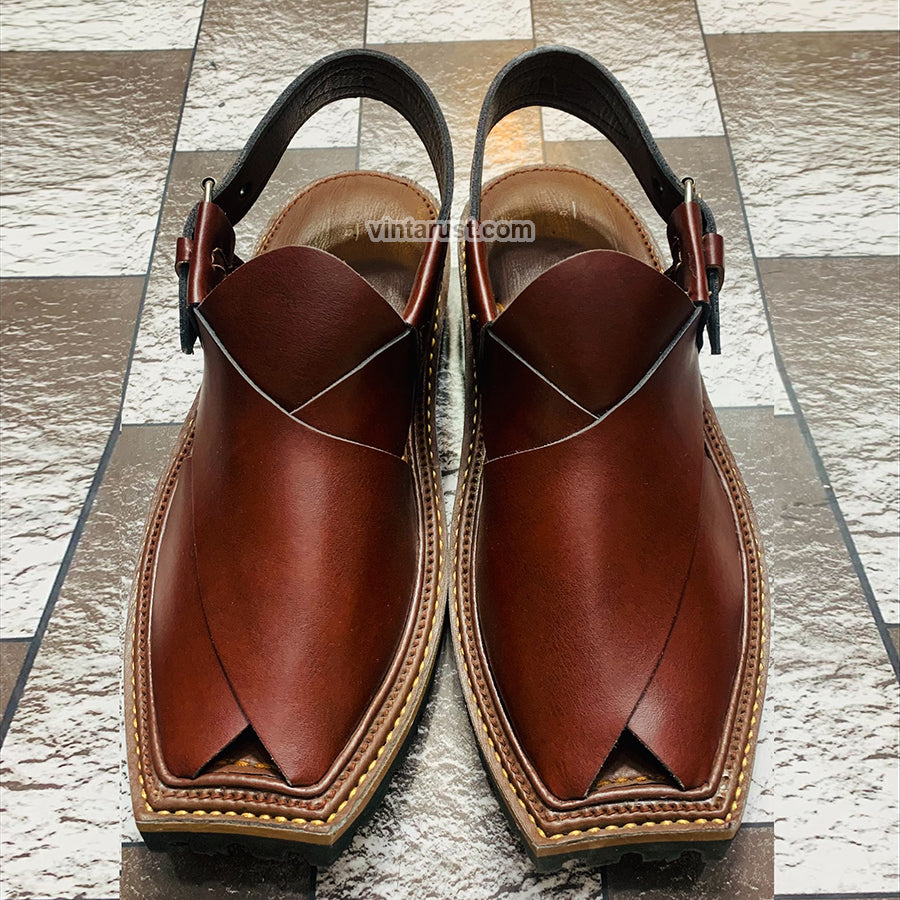 Handmade Peshawari Leather Kaptaan Chappal