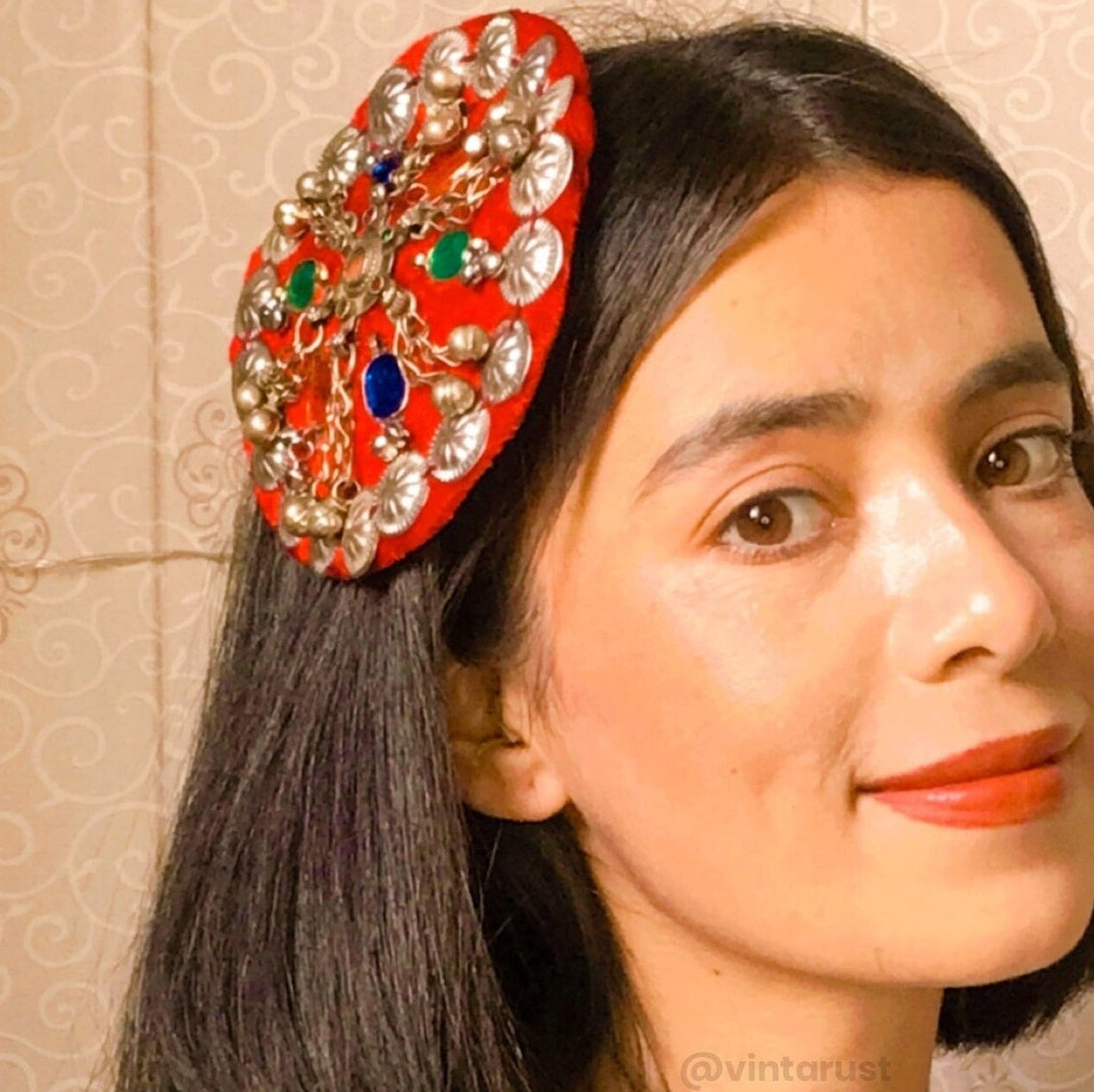 Handmade Red Ertugrul Inspired Hair Clip – Vintarust display picture 1
