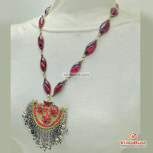 Load image into Gallery viewer, Handmade Red Stone Tribal Statement Necklace
