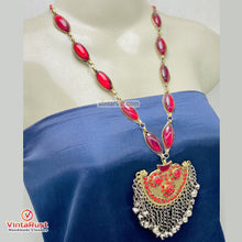 Load image into Gallery viewer, Handmade Red Stone Tribal Statement Necklace
