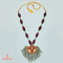 Load image into Gallery viewer, Handmade Red Stone Tribal Statement Necklace
