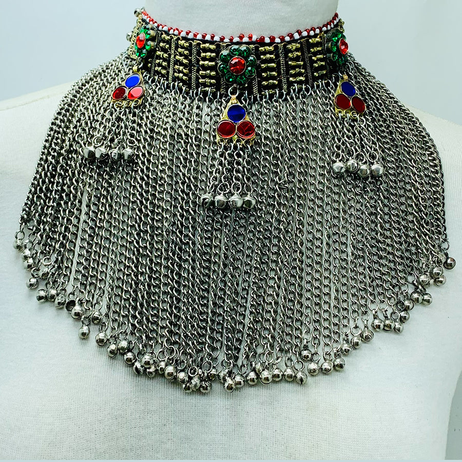 Handmade Silver Choker Necklace With Dangling Bells