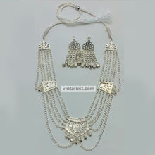 Load image into Gallery viewer, Handmade Silver Multilayers Necklace With Earrings
